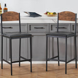 Garvee Set De 2 Taburetes De Bar 39.3in, Asiento Amplio Y Cómodo, Respaldo Curvado, PU Cuero, Estructura De Hierro Estable Para Isla Y Comedor, Vintage