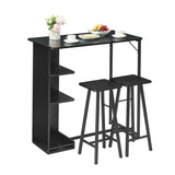 Garvee Juego De Mesa De Comedor Pequeña 36in Con Taburetes Y Estante De Almacenaje, MDF Y Acero, Diseño Compacto Resistente Para Apartamento, Negro - Negro