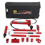 Garvee Kit Porta Power Hidráulico 10 Ton Con Bomba, Gato, Manguera 1.4m, Maletín Con Ruedas Para Automoción Y Taller - Rojo