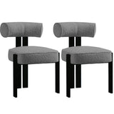 Garvee Sillas De Comedor Tapizadas Set De 2 Con Respaldo Ergonómico Curvo Y Espuma Alta Resiliencia, Tapizado Bouclé, Patas De Madera Caucho, Modernas Para Comedor O Sala - Negro