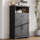 Garvee Gabinete De Almacenamiento Estilo Granero Con Puertas Y Cajn Para Cocina Y Bao, Madera Ingeniera, Negro, Compacto Y Verstil