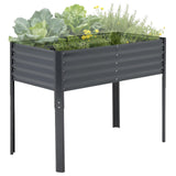 Garvee Cama elevada de jardín 1.2x0.6x0.9m de Metal con Soporte Robusta y Versátil para Flores y Plantas en Terraza Gris - Gris-Elevado