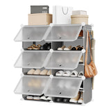 Garvee Armario Zapatero Modular de 12 Compartimentos con Puertas, gris, 85x34x94 cm, para pasillo dormitorio salón - Ceniza