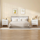 Garvee Cmoda Fluted 3 Cajones con Tiradores Dorados, MDF Resistente, Minimalista para Dormitorio y Sala, Blanco, Compacta y Segura