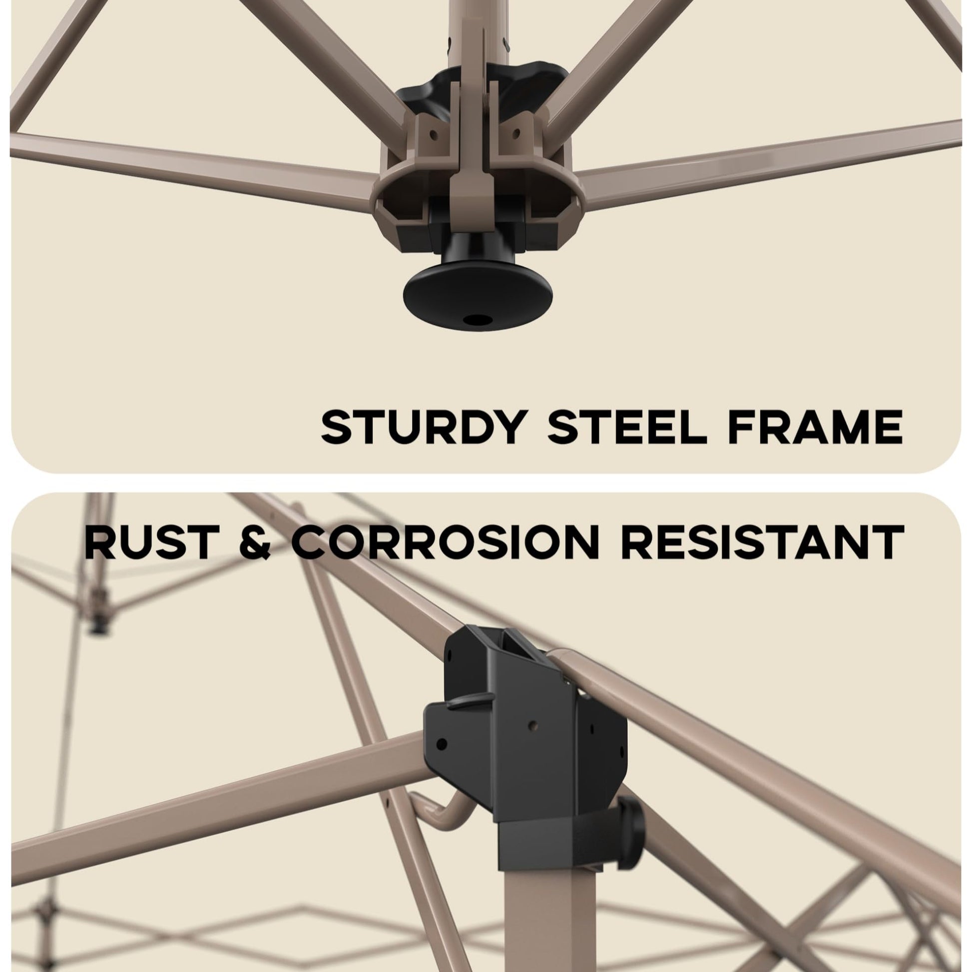 Garvee Carpa Gazebo Plegable 366x366 cm con Alero Retráctil de un Solo Toque y Mosquitera Estructura de Acero Resistente Altura Ajustable Impermeable Eventos al Aire Libre Gris Oscuro y Gris Claro