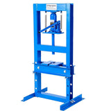 Garvee Prensa de Taller H-Frame Hidráulica 6 Toneladas con Mesa Ajustable y Placas de Estampado Acero Carbono Seguridad Válvula de Alivio para Reparación Automotriz Roja - Azul