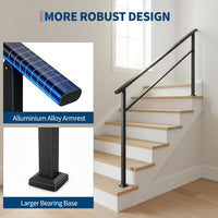 Garvee Barandilla para Escalera de 6 Peldaños Pack de 2 Unidades con Soporte de Alta Resistencia para Entradas de Edificios Negro