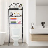 Garvee Estantería Sobre Inodoro 3 Niveles Organizador Baño Compacto Hierro Resistente Negro Moderno 57×31×170 cm