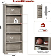 Garvee Estantería de Granja Alta 191cm con 2-6 Niveles Ajustables, MDF Resistente, Diseño Elegante, Antivuelco, para Sala y Oficina, Negro