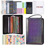 Garvee Planificador De Presupuesto A6 Multifuncional Con Anillas, Organizador De Dinero Con Separadores Y Bolsa Con Cremallera, Ideal Para Ahorrar Y Controlar Gastos - Negro y Gris