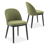 Garvee Silla De Comedor Moderna Set De 2 Tapizada En Lino Verde Para Comedor Y Cocina Con Asiento Acolchado Y Patas Ajustables - Verde