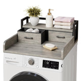 Garvee Encimera Organizadora para Lavadora y Secadora 69 cm Mueble de Lavandería con 2 Cajones y Barandilla MDF Gris - Gris