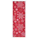 Garvee Alfombra pasillo Navidad lavable Garvee patrón copo nieve roja 60x230cm 1050gsm 100% poliéster defu rong base lavable plegable - Rojo