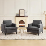 Garvee Sillas Acento Modernas de 2, Tela de Lino, Cojín Alta Resiliencia, Estructura Robusta, Estilo Mid-Century, Gris Oscuro, Sala y Dormitorio - Gris Oscuro
