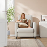 Garvee silla Acento Sofá Beige Compacta 84 cm Montaje Sin Herramientas Madera Sólida Brazo Cómodo Ideal Dormitorio Sala - Beige