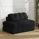 Garvee Sofá Cama Plegable Convertible con Cojín, Espuma Desmenuzada, Tela de Pana Resistente para Sala y Dormitorio, Versátil y Cómodo, Sin Montaje - Negro