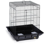Jaula para pájaros Garvee de metal resistente 45x45x60 cm, voladizo interior para pájaros pequeños, gris
