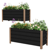 Garvee Jardinera de Aluminio Blanca Grande 99x41x46cm, Profunda con Bordes Redondeados Anticorte para Patio y Balcón - Gris