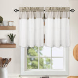 Garvee Cortinas De Cocina De Lino Y Poliéster, Botones Patchwork, Para Cocina Y Baño, 69x61cm, Natural - Natural