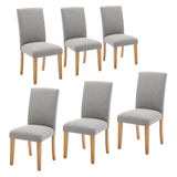Garvee Sillas De Comedor Modernas Tapizadas En Tela Gris, Respaldo Ergonómico, Patas De Madera Maciza, 6 Piezas