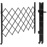 Garvee Puerta de Seguridad Plegable Simple 155×180 cm Acero 14-Gauge con Ruedas 360° y Candado para Garajes y Tiendas, Negra, Resistente - Negro