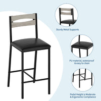 Garvee Juego De Comedor 3 Piezas Con Estantes De Almacenaje, Sillas Tapizadas, Mesa De Hierro Y Madera, Compacto, Gris, Ideal Para Apartamentos