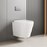Garvee Inodoro Suspendido Rimless Forma en D - WC de Cerámica 51 cm con Tapa de Cierre Suave, Blanco - Blanco