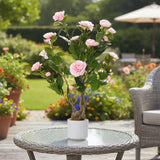 Garvee Árbol Artificial de Camelia 76cm con Flores Realistas y Follaje Verde, Maceta Blanca, Ideal para Interior y Porche - Pink