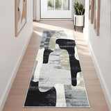 Garvee Tapis De Salon Motif Abstrait Moderne Poils Courts Antidérapant Pour Chambre Et Bureau 60x230 Cm Multicolore - Gris