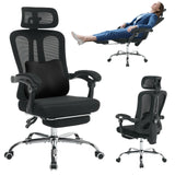 Garvee Silla Gaming Ergonómica con Malla Transpirable, Reclinable y Giratoria, Soporte Lumbar Ajustable, Brazos 3D, Asiento Confort para Oficina y Juegos, Negro - Negro-Base Cromada