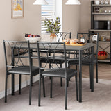 Garvee Conjunto De Mesa De Comedor Para 4, Sillas Tapizadas, Mesa Rectangular MDF Y Metal, Compacto, Fácil Limpieza, Para Apartamentos, Cocina Pequeña, Color Neutro - Gris Rústico