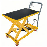 Garvee Carro Hidráulico de Elevación 150 kg, Mesa de Tijera Manual, Altura 72 cm, Acero Duradero, Almohadilla Antideslizante, 4 Ruedas, Uso Industrial - Negro