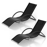 Garvee Set De 2 Sillas Tumbonas De Exterior Con Reposacabezas Ajustable, Estructura De Hierro, Jardín Y Piscina, Diseño Ergonómico Minimalista - Negro