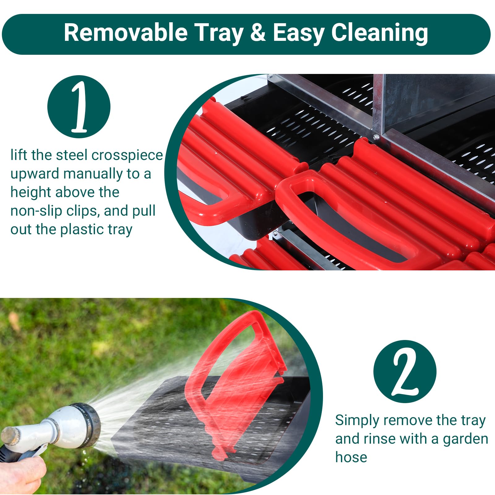 Garvee Caja de Nido para Gallinas 2 Niveles 8 Compartimentos con Soporte Metálico, Acero Galvanizado 0.6mm con Tapa Esmaltada, Techo Impermeable, Ventilación Superior, Rojo