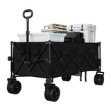 Garvee Carrito Plegable Todo Terreno para Playa y Jardín Carro de Transporte con Frenos Capacidad 208 kg Tela Oxford Resistente Negro - Negro