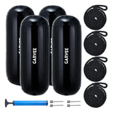 Garvee Protectores Para Barcos 4 Unidades 25x71cm PVC Resistente, Centro Acanalado, para Amarre y Muelles - Negro