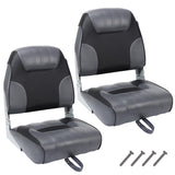 Garvee Asientos Plegables para Barco 2 Pack con Bajo Respaldo y Espuma Gruesa, PVC Impermeable, Marco de Aleación para Pesca y Cruceros - Gris Oscuro