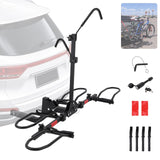 Garvee Portabicicletas para 2 Bicis Fat Tire, Soporta 82 kg, Plegable y Basculante, Acero Reforzado, Ajustable para E-Bikes, Para SUV y Camionetas