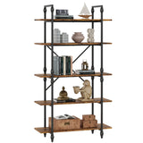 Garvee Estante de Libros de Madera con 5 Niveles Abiertos y Columnas Romanas, Estante Delgado para Sala, Dormitorio y Oficina, Diseño Industrial Vintage