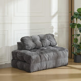 Garvee Sofá Cama Convertible 3 en 1 con Almohada y Soporte Lumbar, Espuma Adaptable, Tela Cordada, Plegable, Gris Doble para Sala y Dormitorio