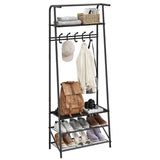 Garvee Organizador Entrada Multifuncional MDF y Metal Banco Zapatero 5 Ganchos Simples 60cm Ancho Resiste 158.8kg Color Negro - Negro