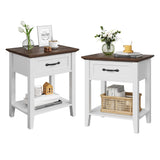 Garvee Mesita De Noche Con Cajón Y 2 Estantes Para Sala Y Dormitorio, Madera Resistente, Diseño Moderno, Blanco, Ideal Para Estudio Y Dormitorio