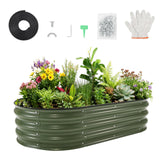 Garvee Cama Elevada de Jardín Galvanizada 122x61x30cm con Base Abierta y Borde de Goma Seguro, Acero Resistente a la Oxidación, para Huertos y Flores al Aire Libre, Verde - Verde