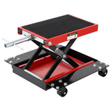 Garvee Elevador de Motocicletas 499 kg con Ruedas y Manivela para Taller y Garaje, Plataforma Antideslizante de Acero, Ajustable 8-39 cm, Plegable
