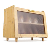 Garvee Caja de Pan de Doble Capa para Cocina, Madera de Bambú, Gran Capacidad, Negro, 39×25×32 cm - Bambú Natural
