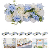 Garvee Guirnalda De Peonías Artificiales De Seda, 6 Piezas, Flores Moradas, Marco Flexible, Decoración Bodas Y Fiestas, Interior Y Exterior - Azul + Blanco