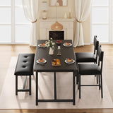 Garvee Conjunto de mesa de comedor Garvee para 4 personas con bancos y sillas acolchados para comedor y cocina, 113x70x75cm, negro - Negro