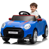 Garvee Coche Deportivo Infantil Azul 12V con Mando a Distancia 2.4G, Doble Motor 390, Batería 4,5Ah, Cinturón, USB/SD y Luces LED - Azul