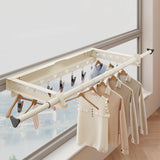 Tendedero de pared Garvee con barra telescópica y 7 pinzas para balcón y terraza, 95x26.7x7.5cm, aluminio y acero, plegable, alta capacidad, compacto - Blanco Grande