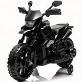 Garvee Moto Eléctrica Infantil 6V, Batería 4Ah, Ruedas de Apoyo, Faros, Música y Claxon, para Niños de 3 a 6 Años, 25 kg, Negro - Negro